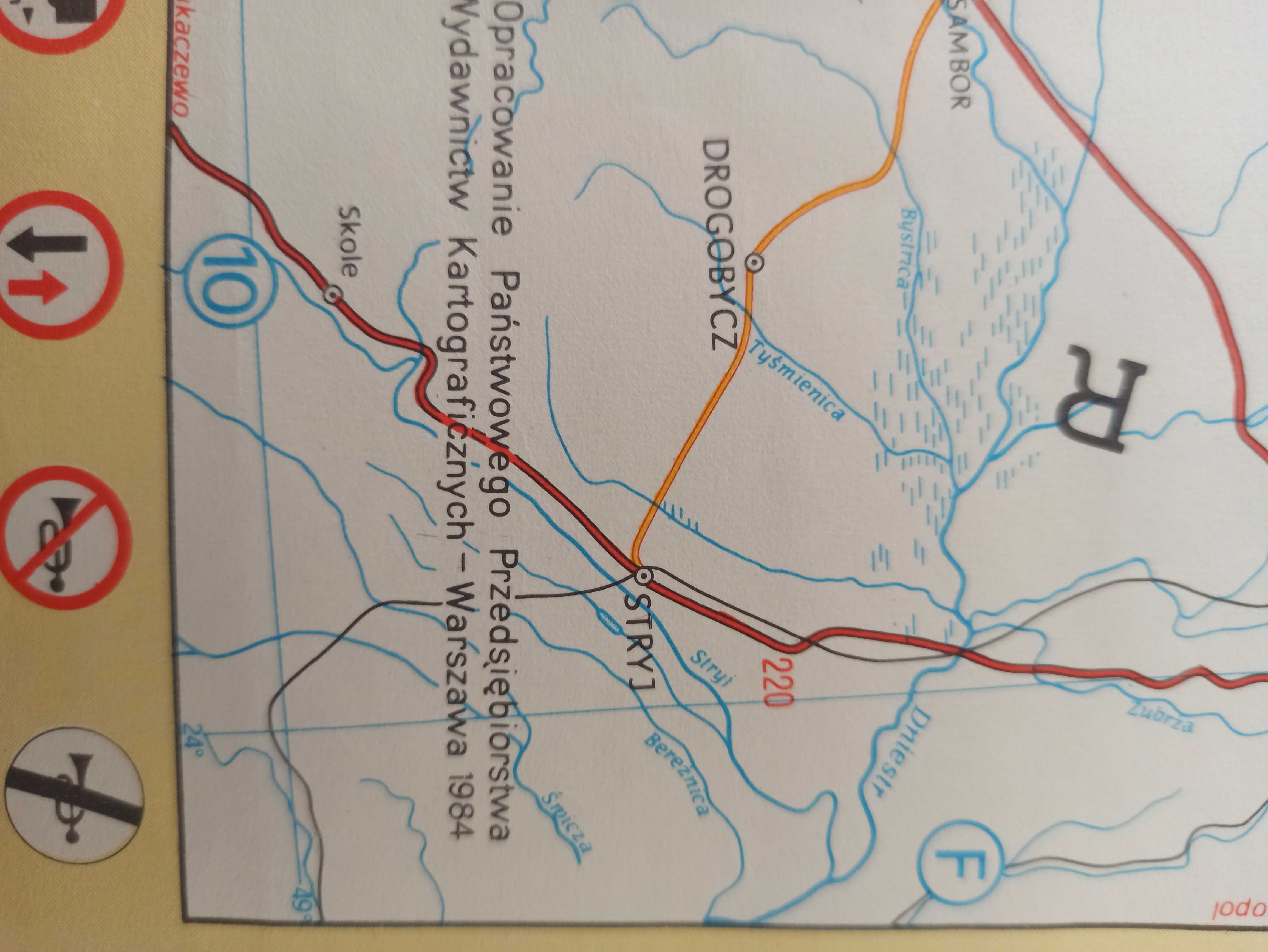 Mapa samochodowa polski z 1984 roku dla kolekcjonerów