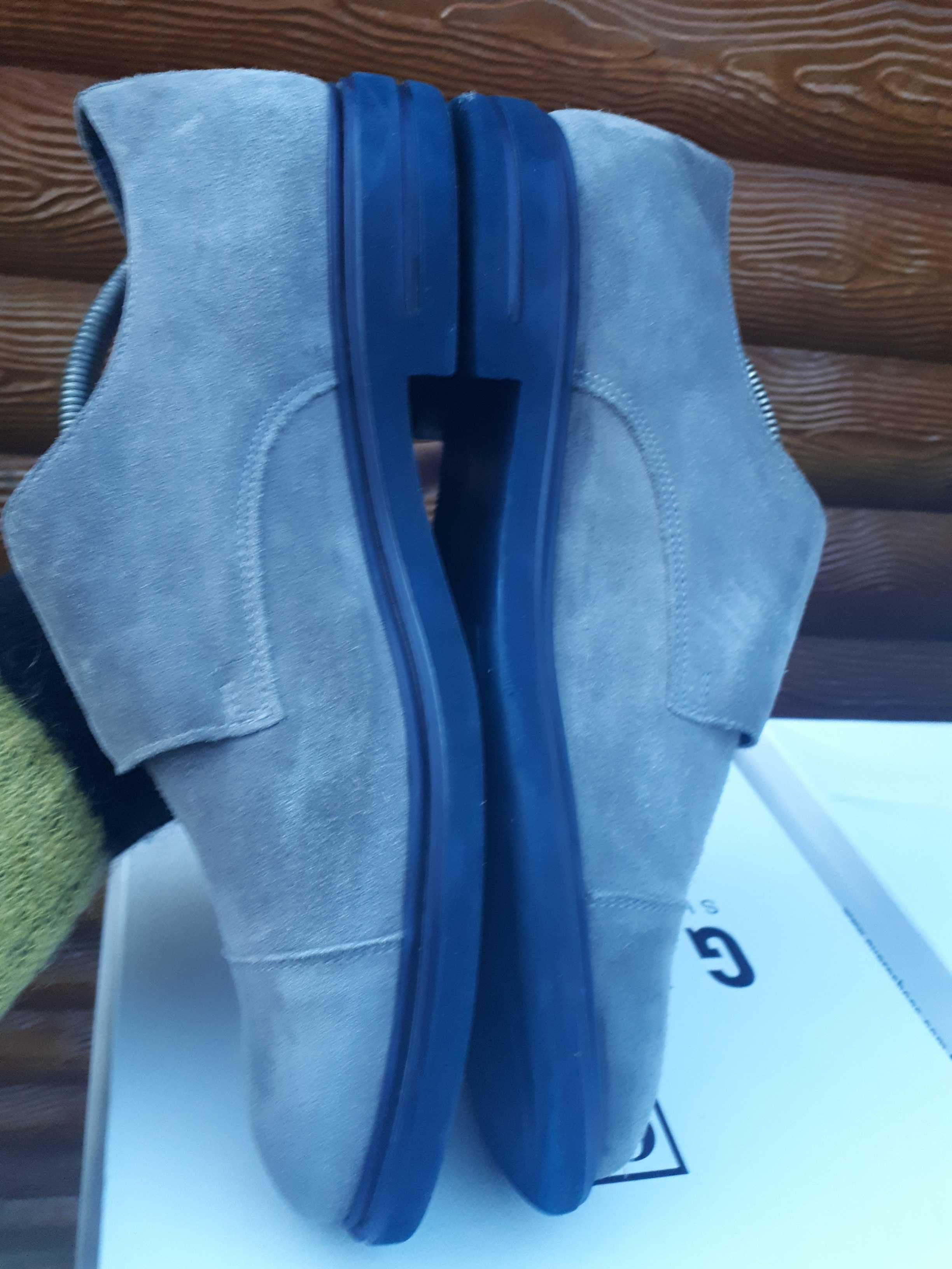 Мужские итальянские серые туфли из замши Монки  от Lea Gu\р.43(28см)