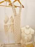 Roupas de praia em macramé tops vestido