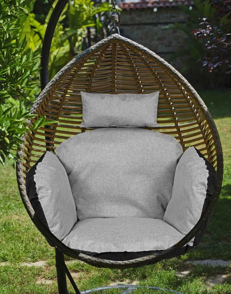 Poduszka ogrodowa 112x113 cm na krzesło wiszące wodoodporna szara