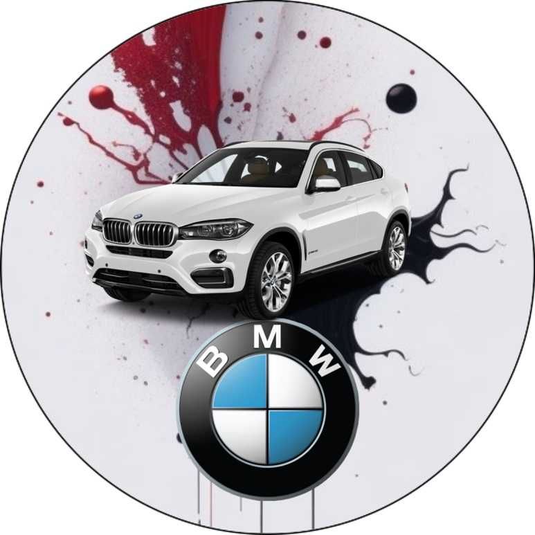 Opłatek na tort BMW Auto Logo Samochód Tekst