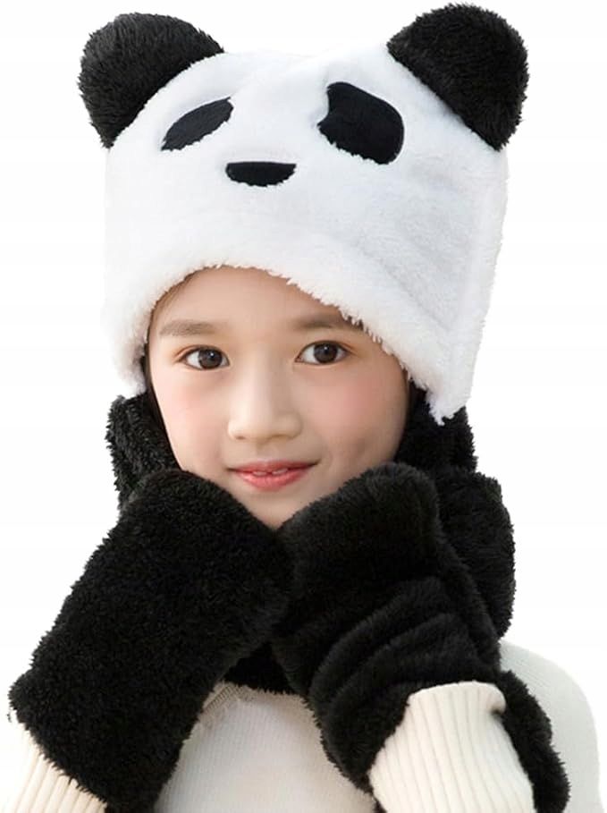 Zabawna Czapka Zwierzęca Miękka Pluszowa Czapka Panda Rozmiar M, 7+