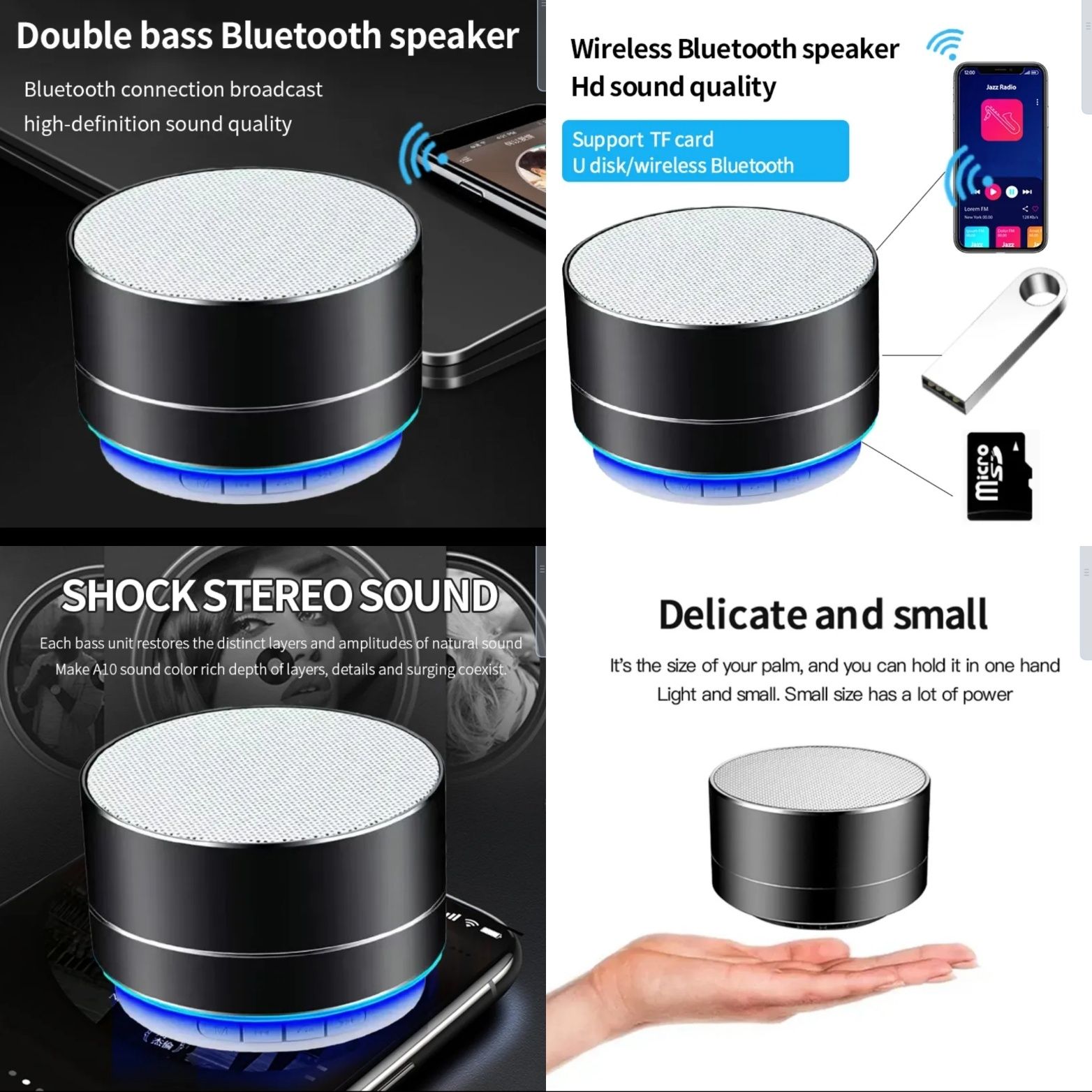 Colunas de som altifalante Bluetooth, cartões micro SD