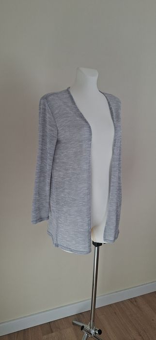 Narzutka kardigan mgiełka kolor szary długi rękaw H&M rozm. S