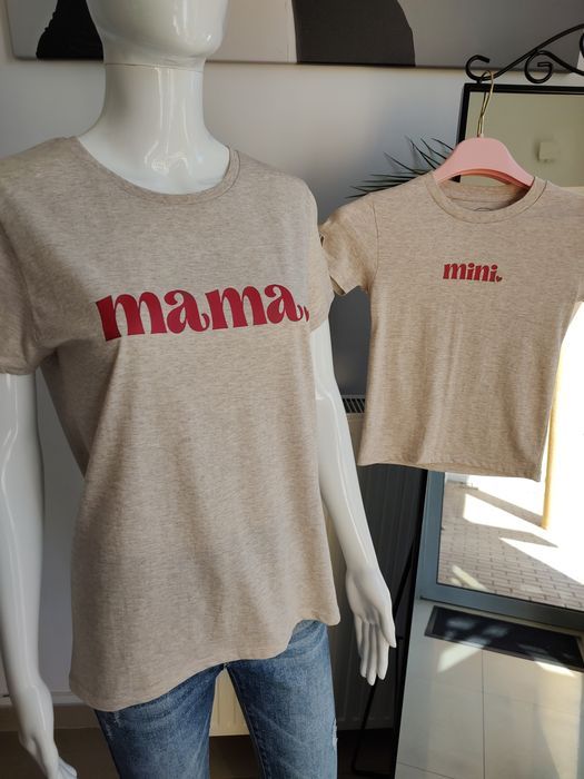 Zestaw koszulek dla mamy i córki Mama&Mini - beżowy One size + 96/104
