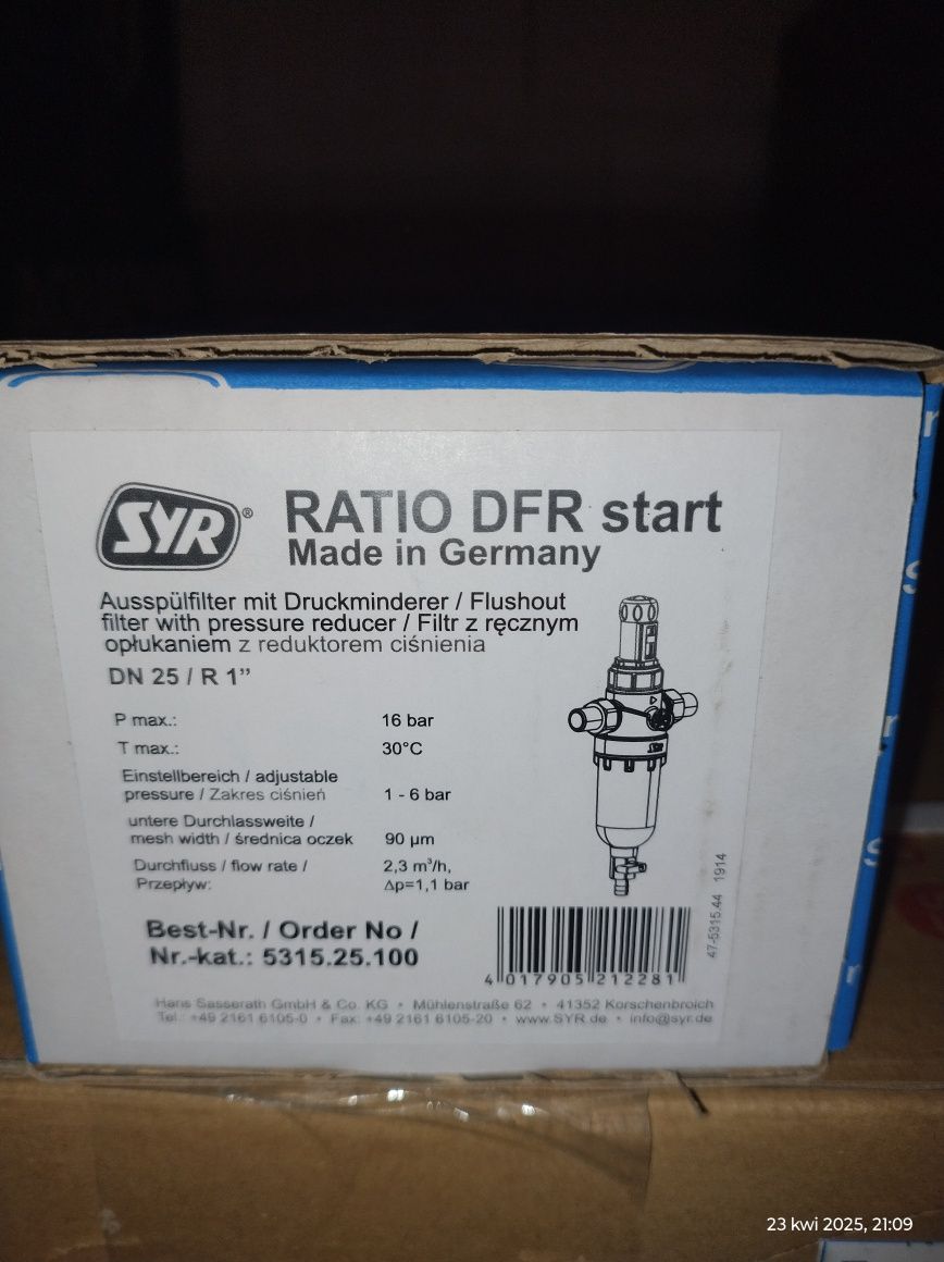 Filtr samoczyszczący z reduktorem Ratio dfr start 1"