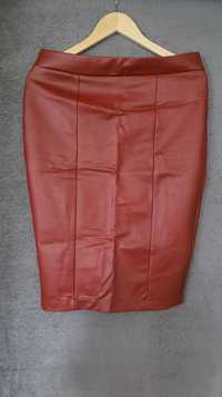 Skórzana bordowa spódnica midi Amisu 40