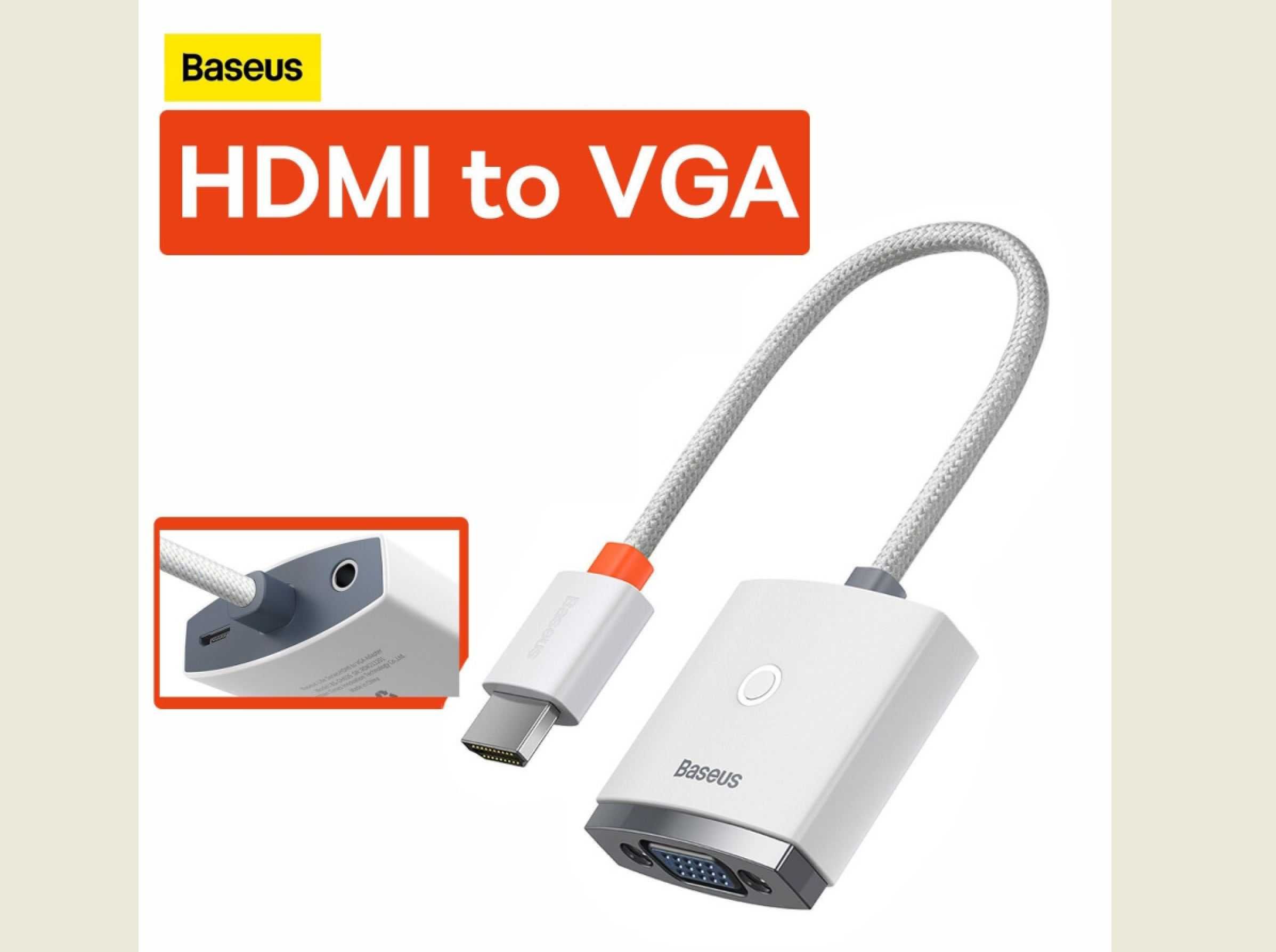 Адаптер перехідник BASEUS з HDMI у VGA, преміум якість