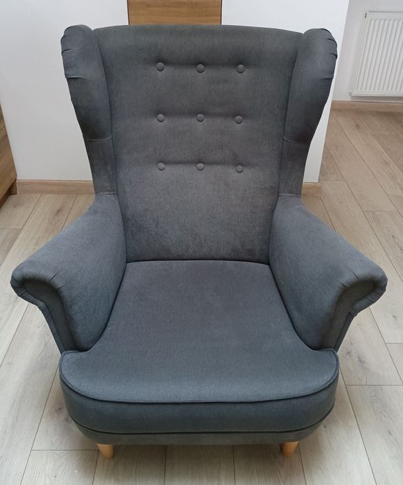 Fotel "uszak" szary