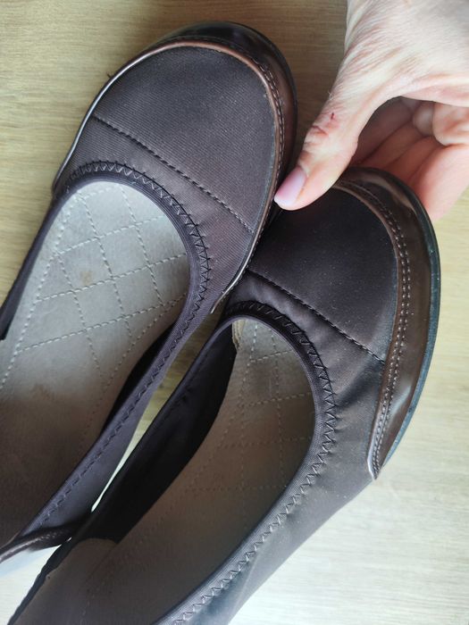 Brązowe wygodne balerinki baleriny damskie na koturnie 36 brąz