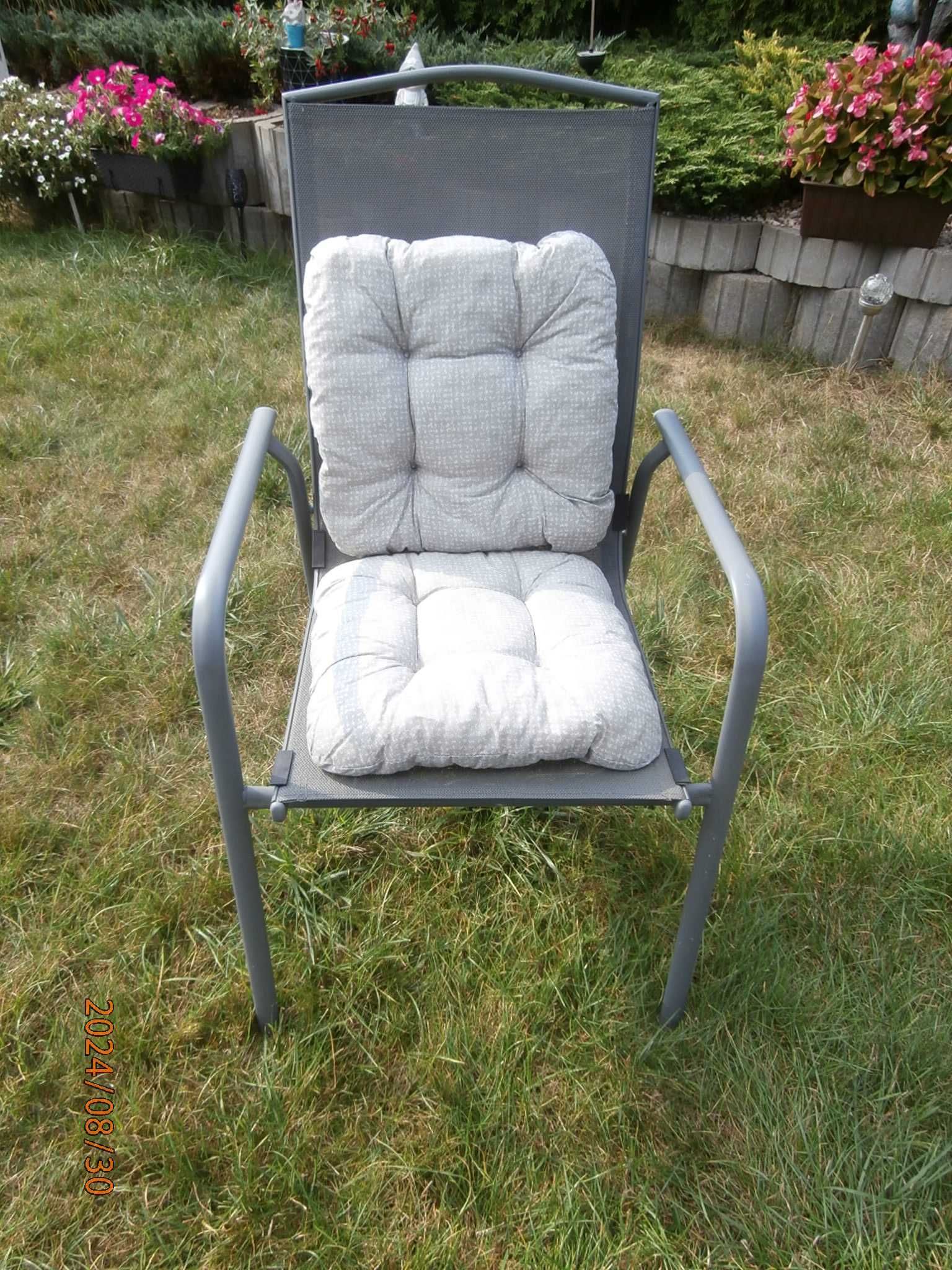 Meble Ogrodowe stół okr.+parasol (kwadrat)+4 krzesła+podstaw+poduszki