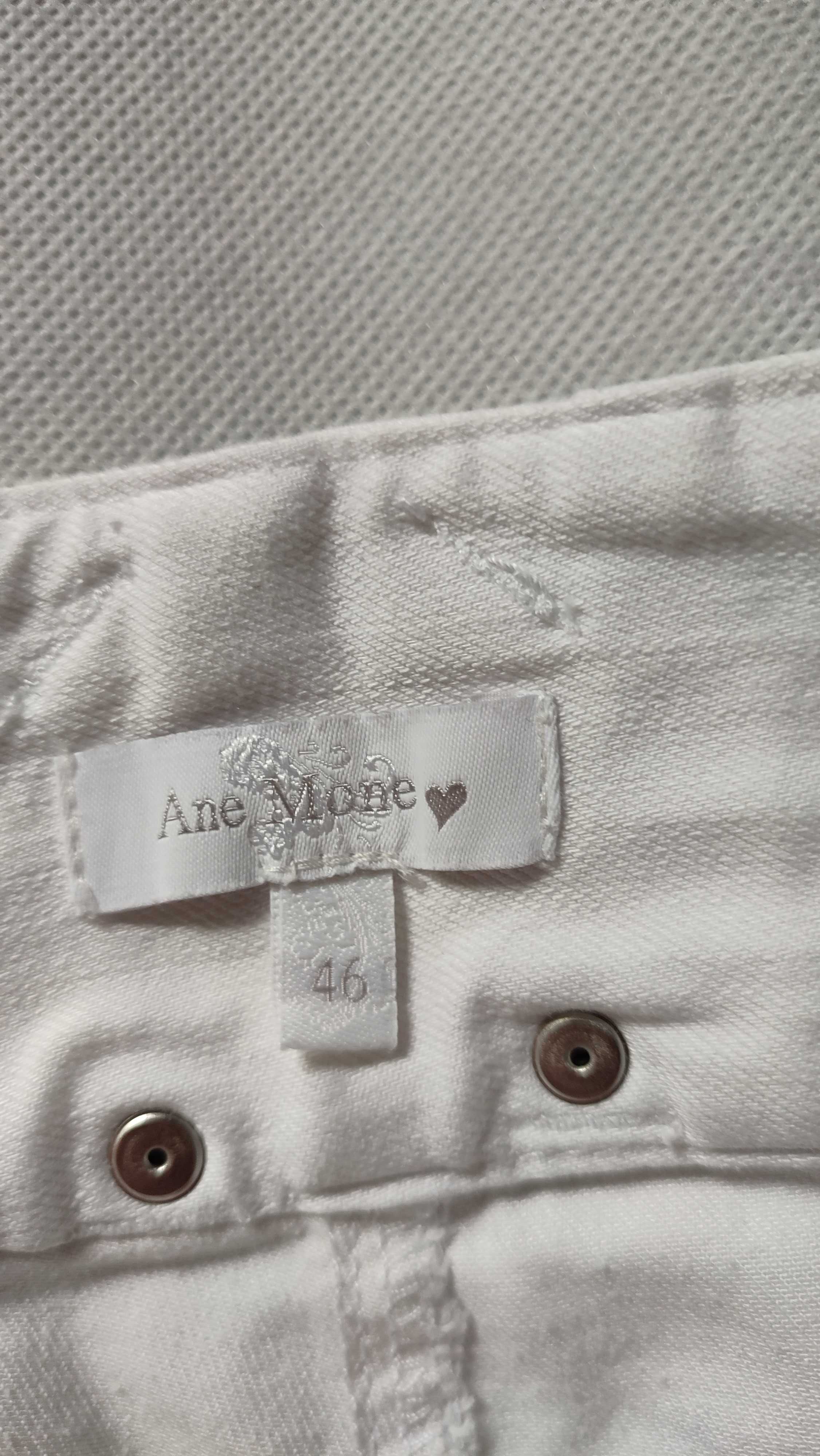 Spodenki damskie białe jeansowe plus size klasyczne do kolan 46