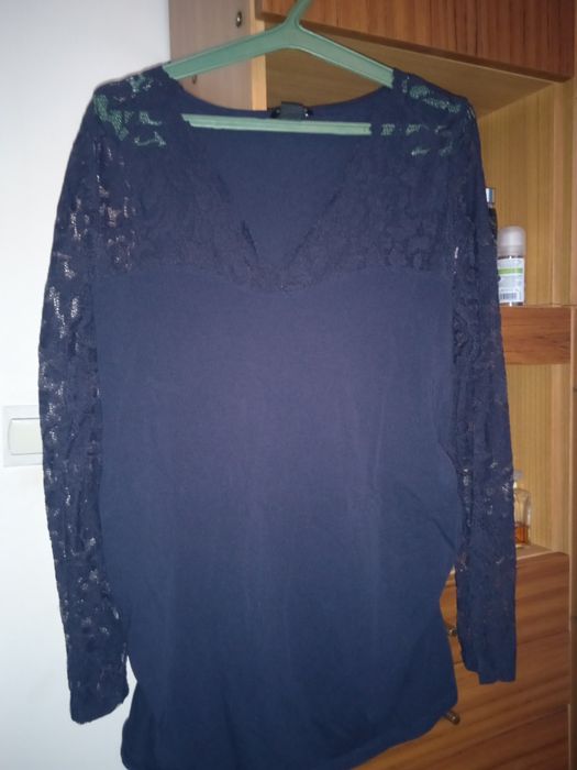 Bluzka granatowa z koronką rozmiar M