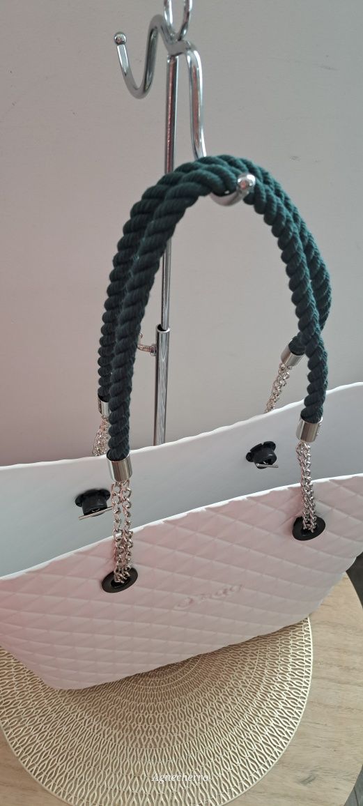 Glamoliny Zieleń 75cm srebrny łańcuch solidne rączki uchwyty