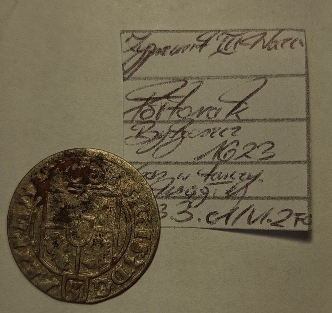 Stara Moneta - półtorak z opisem srebro 1623r.