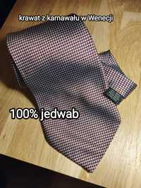 Jedwabny krawat, 100% jedwab silk. Made in Italy, Venice. Unikatowy.