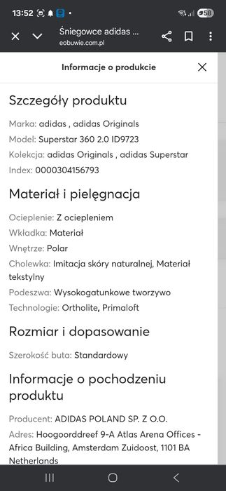 Buty zimowe Adidas Originals Superstar rozm.35