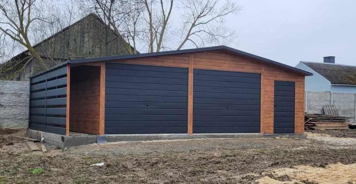 Garaż blaszany drewnopodobny 12x5 wiata panelowa nowoczesne garaże