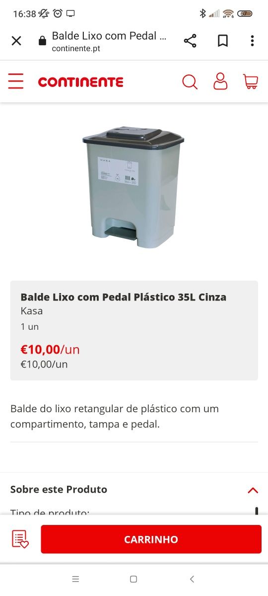 Balde de Lixo Kasa - 35 litros