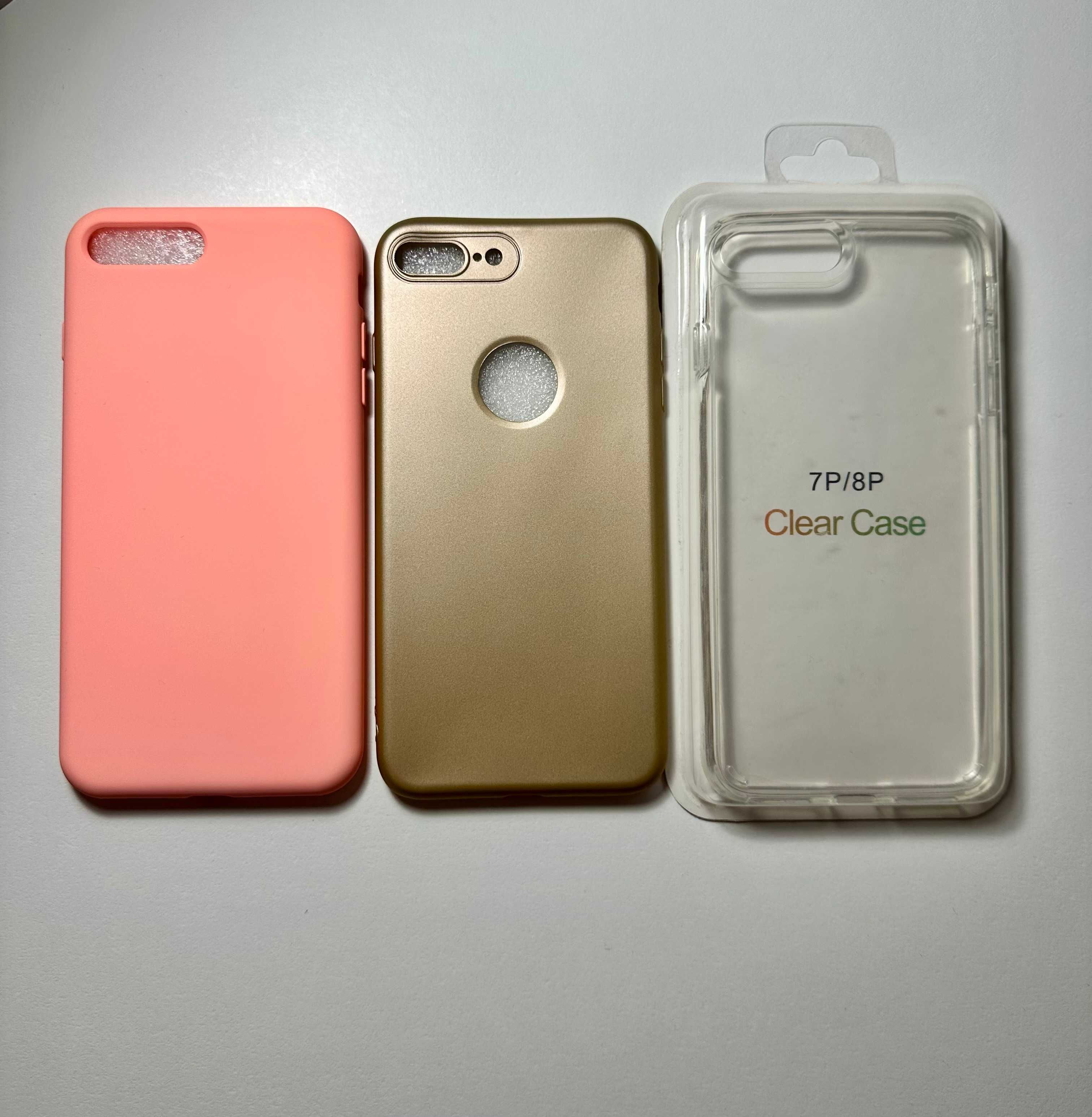3 Nowe Etui, Case, Obudowa iPhone 7/8 Plus +, przezroczyste, złote
