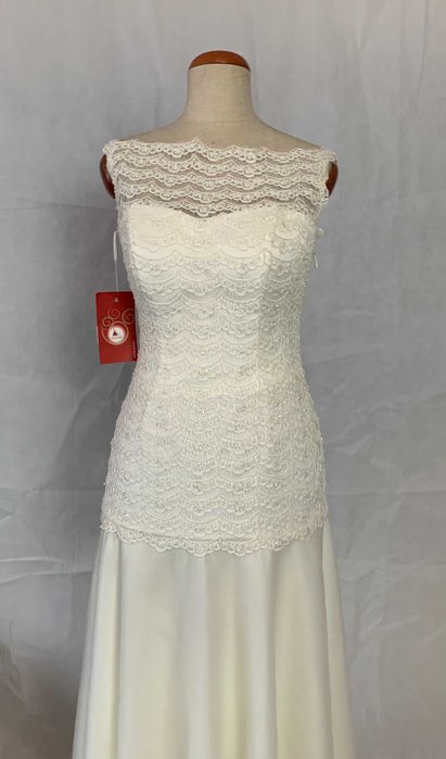 Nowa z metką zjawiskowa suknia ślubna rybka 38 M ivory prosta syrenka