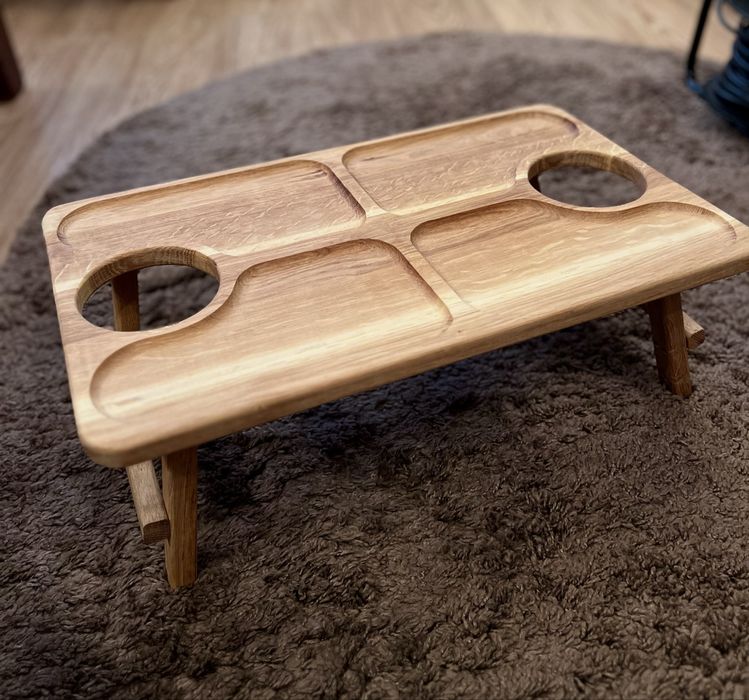 Складаний дерев’яний столик під пиво, смаколики або ноутбук 50х30 см