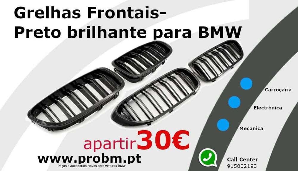 Grelhas Frontais (RINS) NOVOS Preto Brilhante p/BMW
