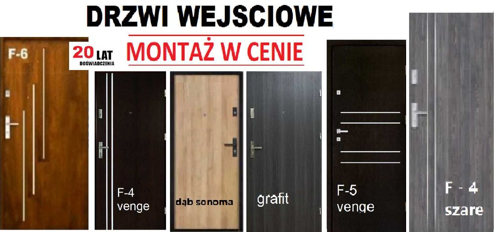 Drzwi z montażem ZEWNĘTRZNE, wejściowe wewnątrzklatkowe do mieszkania