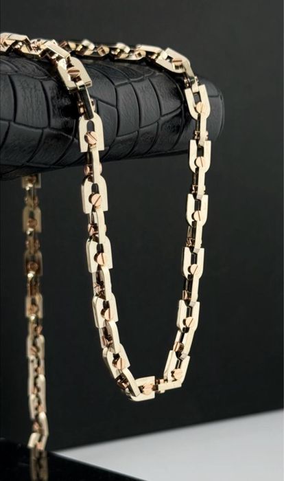 Цепь в стиле BARAKA Белое, розовое золото 750