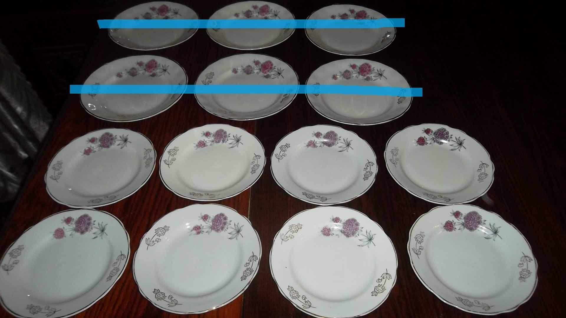 Мелкие тарелки с цветами и позолотой 8 шт. Диаметр 17,5см. Посуда СССР
