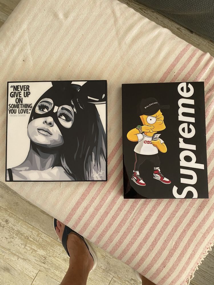 2 quadros. Ariana Grande + Supreme Bart Simpson