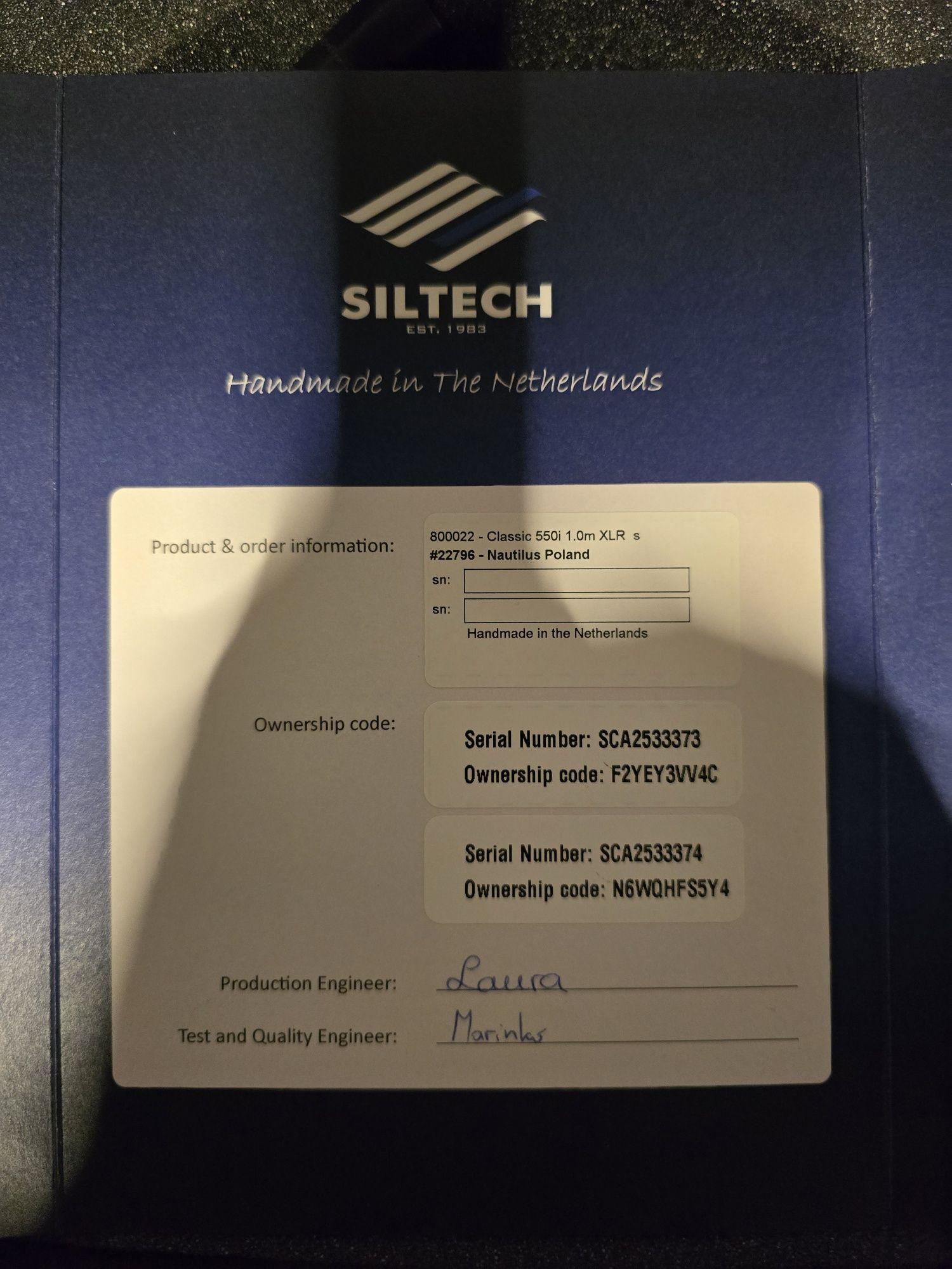 Siltech Classic anniversary 550i XLR 1 m .