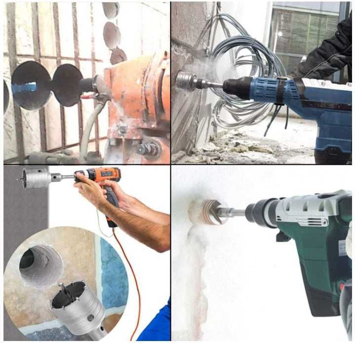 Zestaw 4 otwornic do betonu 30-68mm SDS Plus Awagas