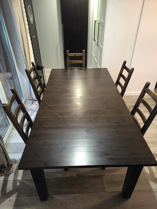 Zestaw komplet stół z krzesłami, solidny ciężki rozkładany IKEA