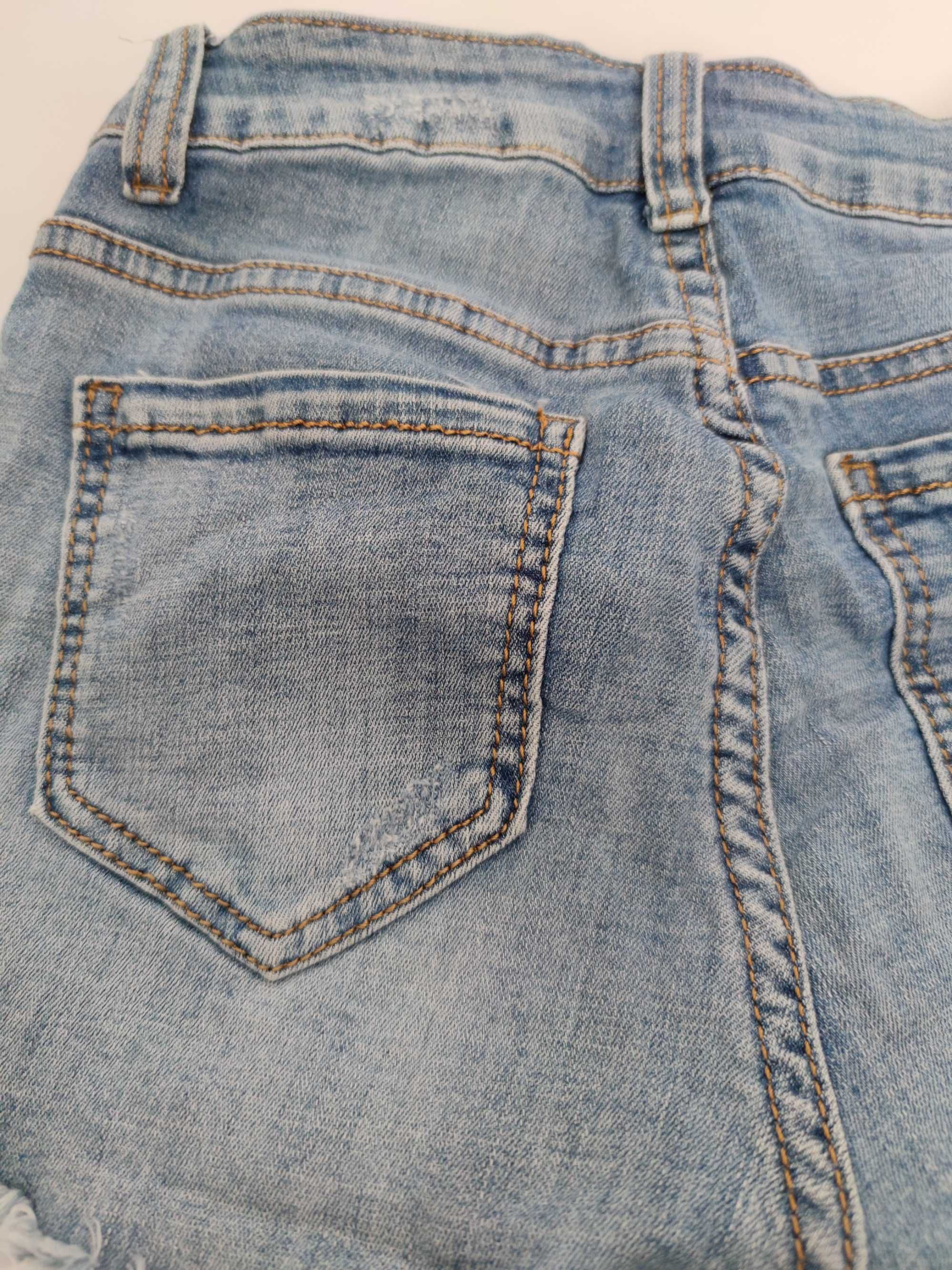 Krótkie niebieskie spodenki jeansowe szorty przetarcia strzępione S