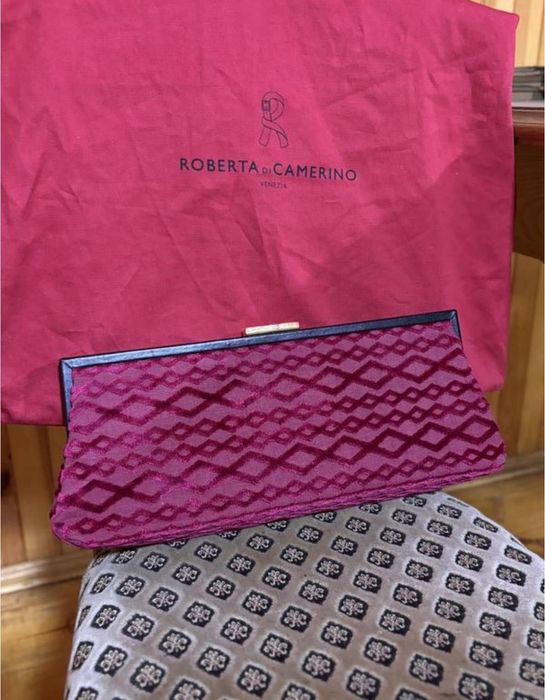 Бордовий оксамитовий клатч Roberto di Camerino