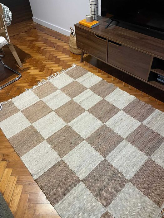 Tapete padrão xadrez com franjas La Redoute