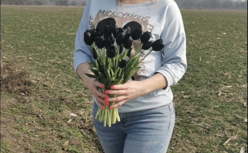 Czarne tulipany silikonowe bukiet 5 szt wysokość 40 cm