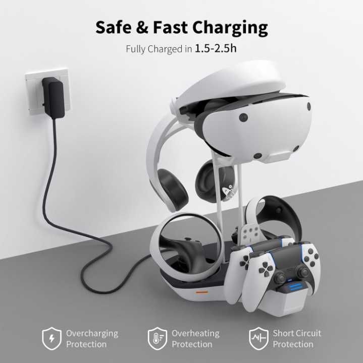 4-in-1 Controller Charging Station for PSVR2/ PS5, DualCharging Dock