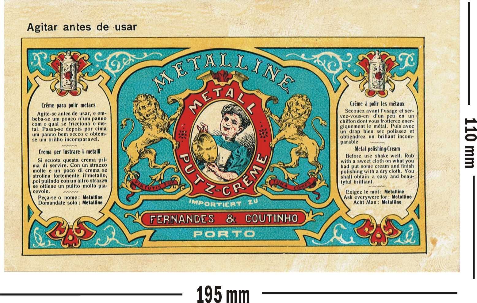 3 Rótulos antigos de Metalline - Porto - anos 20/30