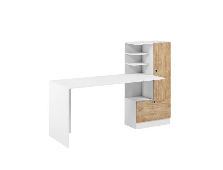 Письмовий стіл Крістер Білий/Дуб Канзас (C-201) 150x50x120 правий