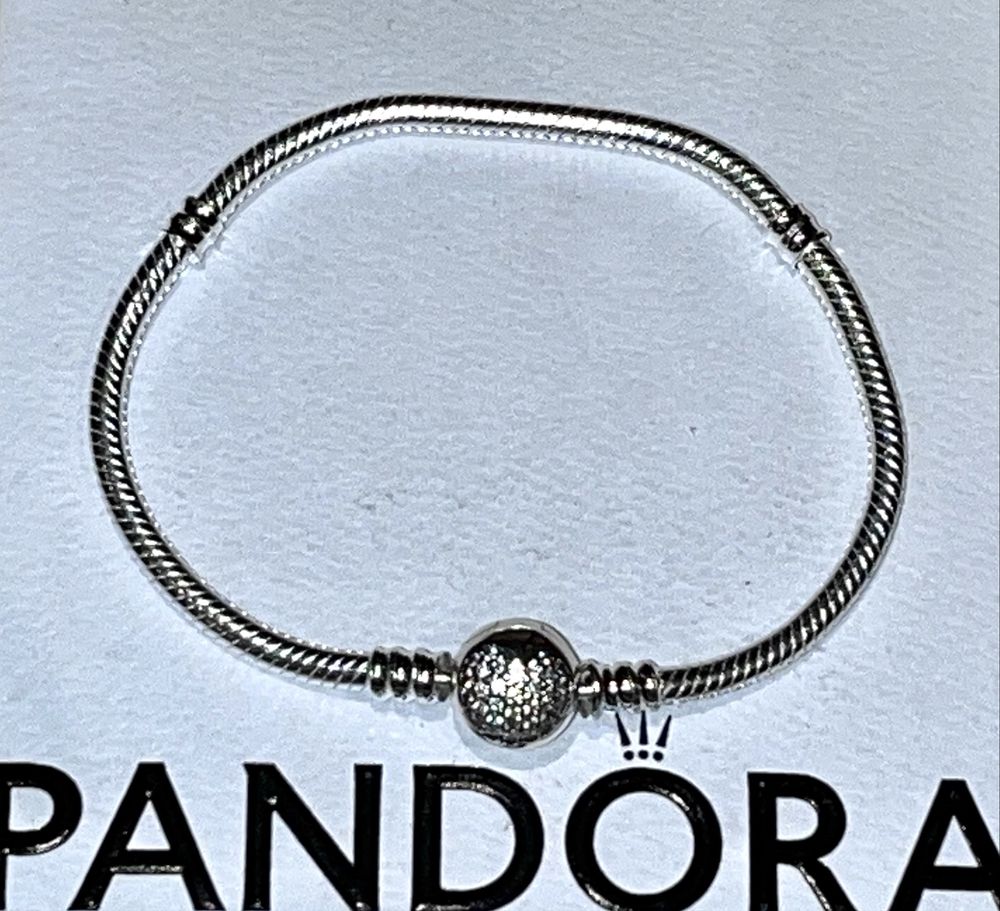 Pandora bransoletka modułowa do charmsów  serce srebro 925 19cm