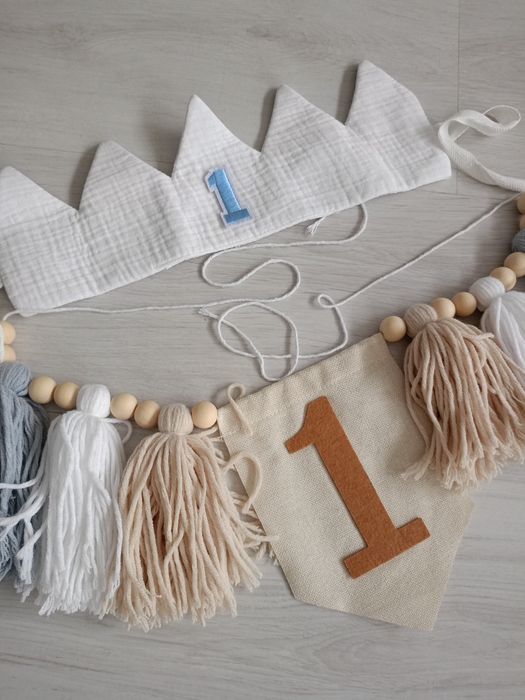 Opaska na głowę korona dekoracja krzesełka do karmienia na urodziny ro