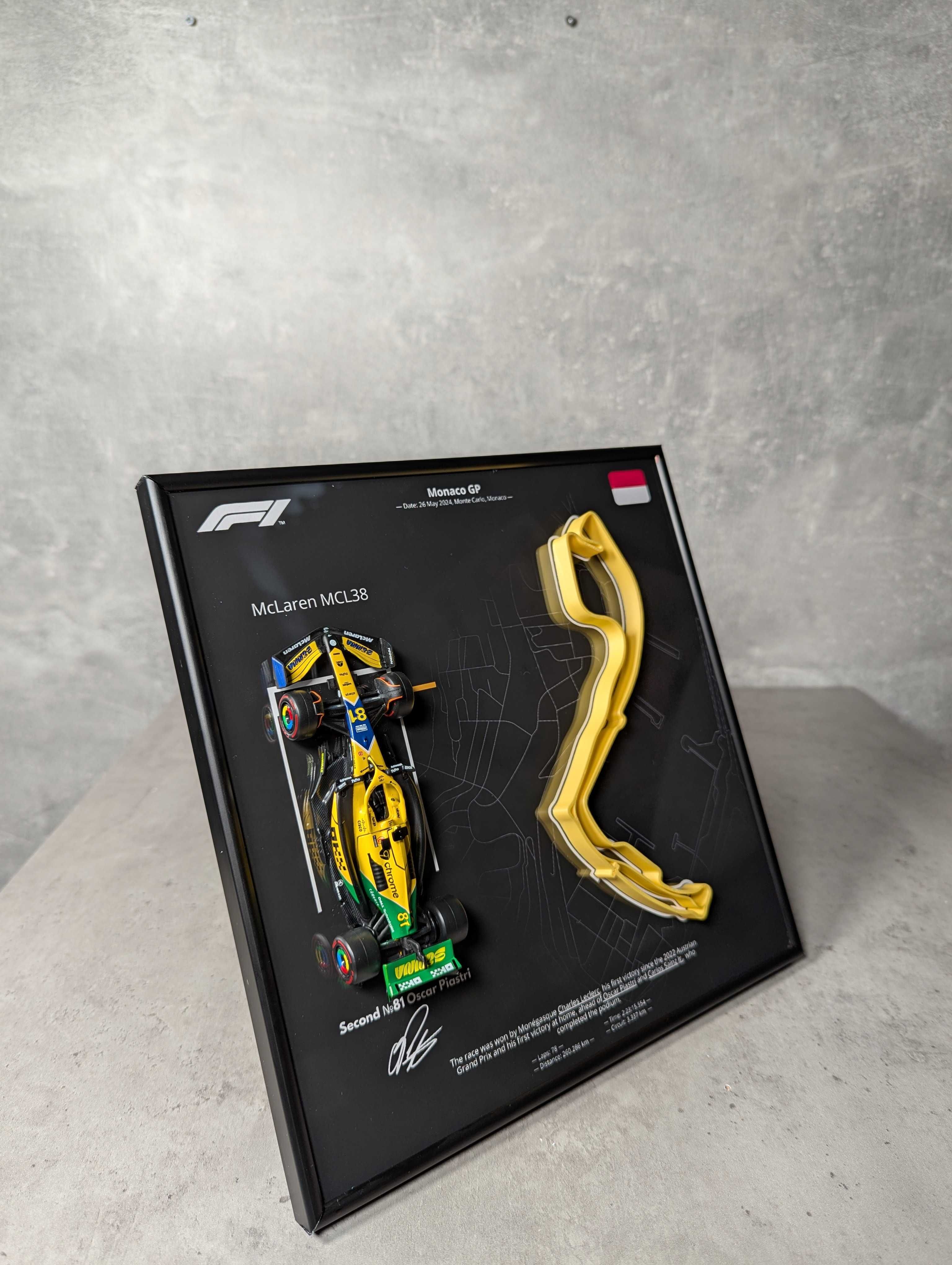 Bburago з Рамкою 2в1 McLaren MCL38 Monaco GP 2024 №81 Oscar Piastri