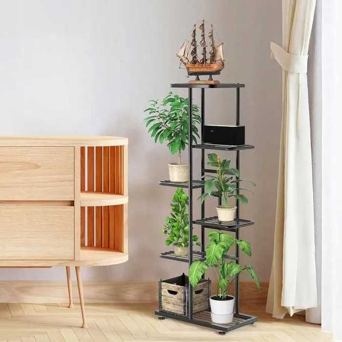 Kwietnik metalowy 6-poziomowy piętrowy stojak doniczki rośliny kwiaty