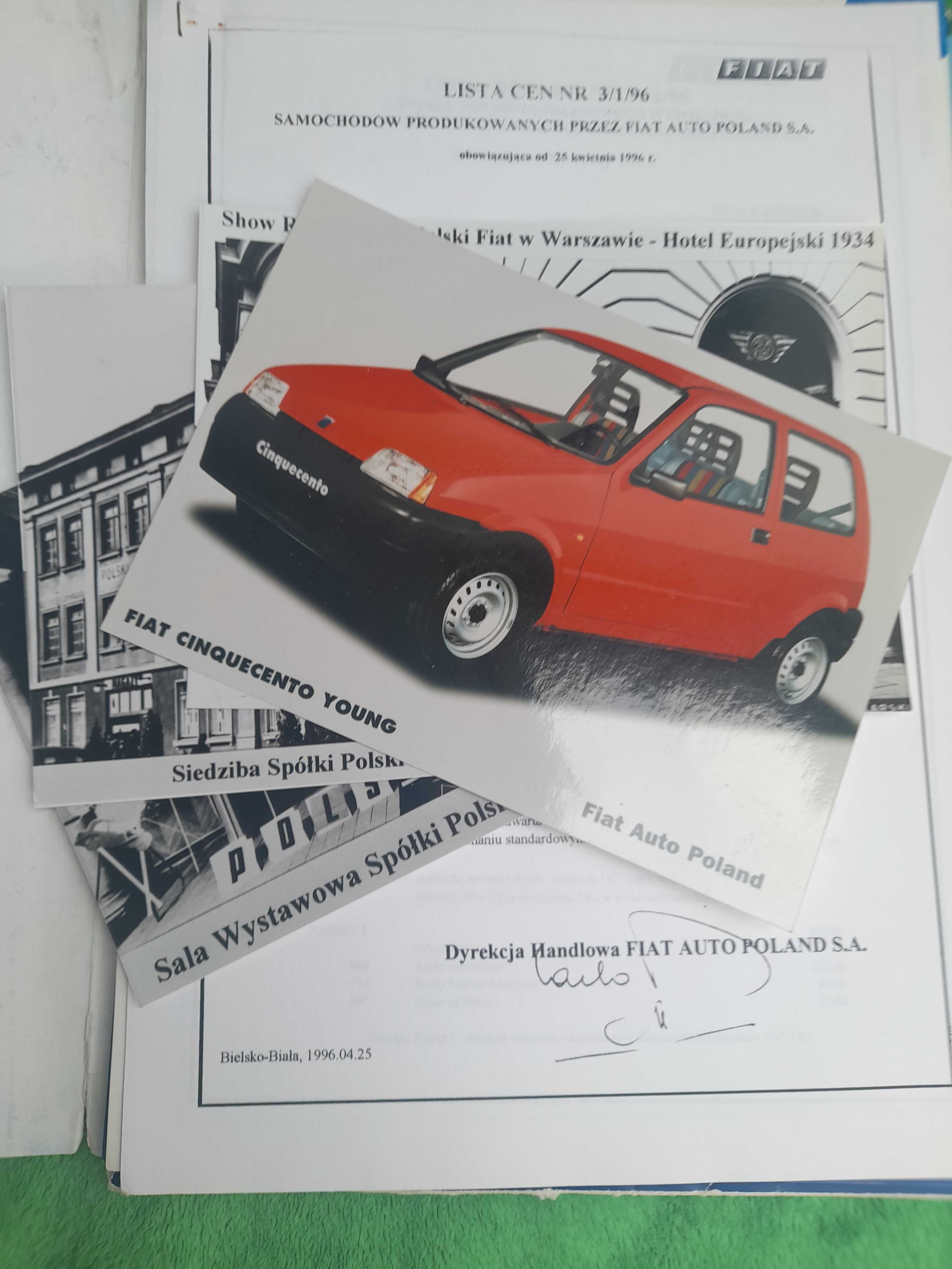 FIAT Cinquecento Uno Punto Bravo teczka prasowa press kit rok 1996