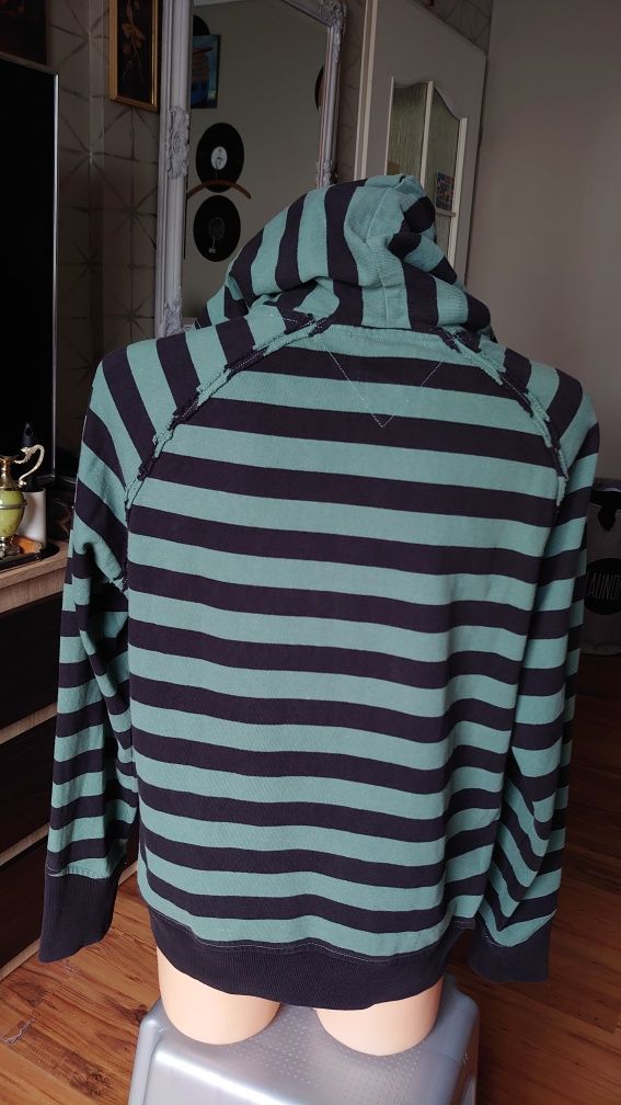 Bluza męska z kapturem Tommy Hilfiger denim L w paski zielona