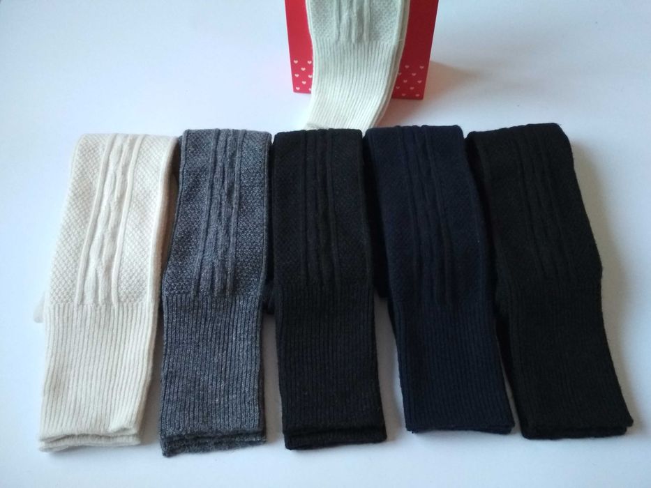 Молочні теплі гольфи вище коліна з вовною лами заколінки