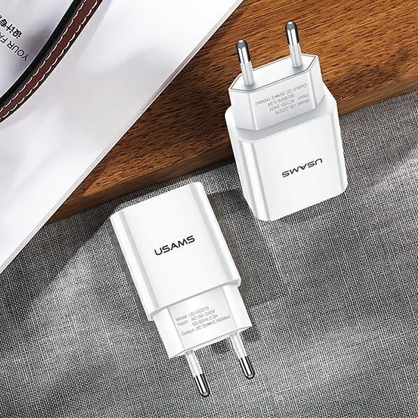 USAMS Ładowarka Sieciowa T18 2.1A USB-C Fast Charging - Biały