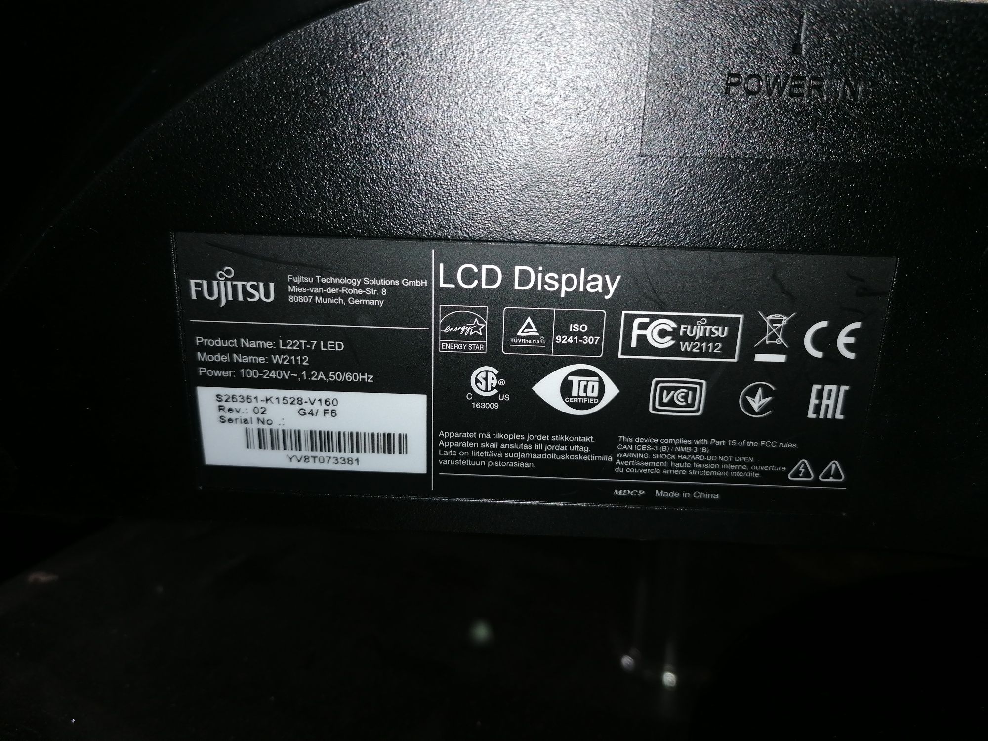 Monitor Fujitsu L22T-7 LED